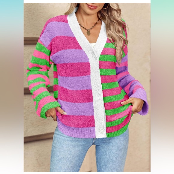 Sweaters - NEW • *THE* Perfect Colorful Striped Cardigan • Women’s Large
